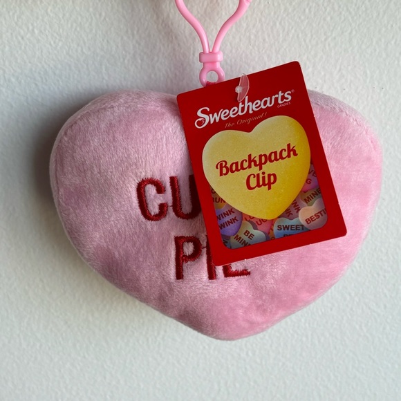 Sweethearts Candy Pink Stuffed Heart Backpack Clip New - Picture 3 of 5